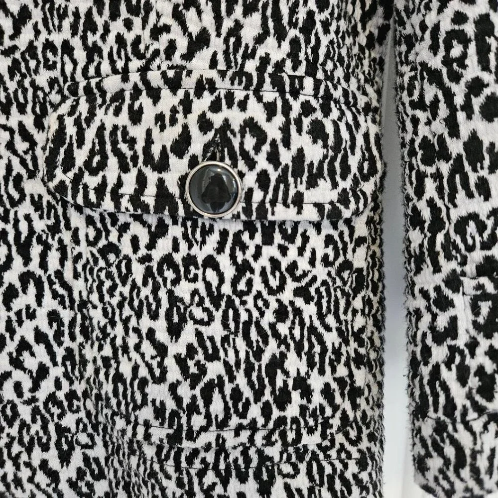 Charter Club Gray Leopard Animal Print Women's Jacket Petite Small w/Buttons